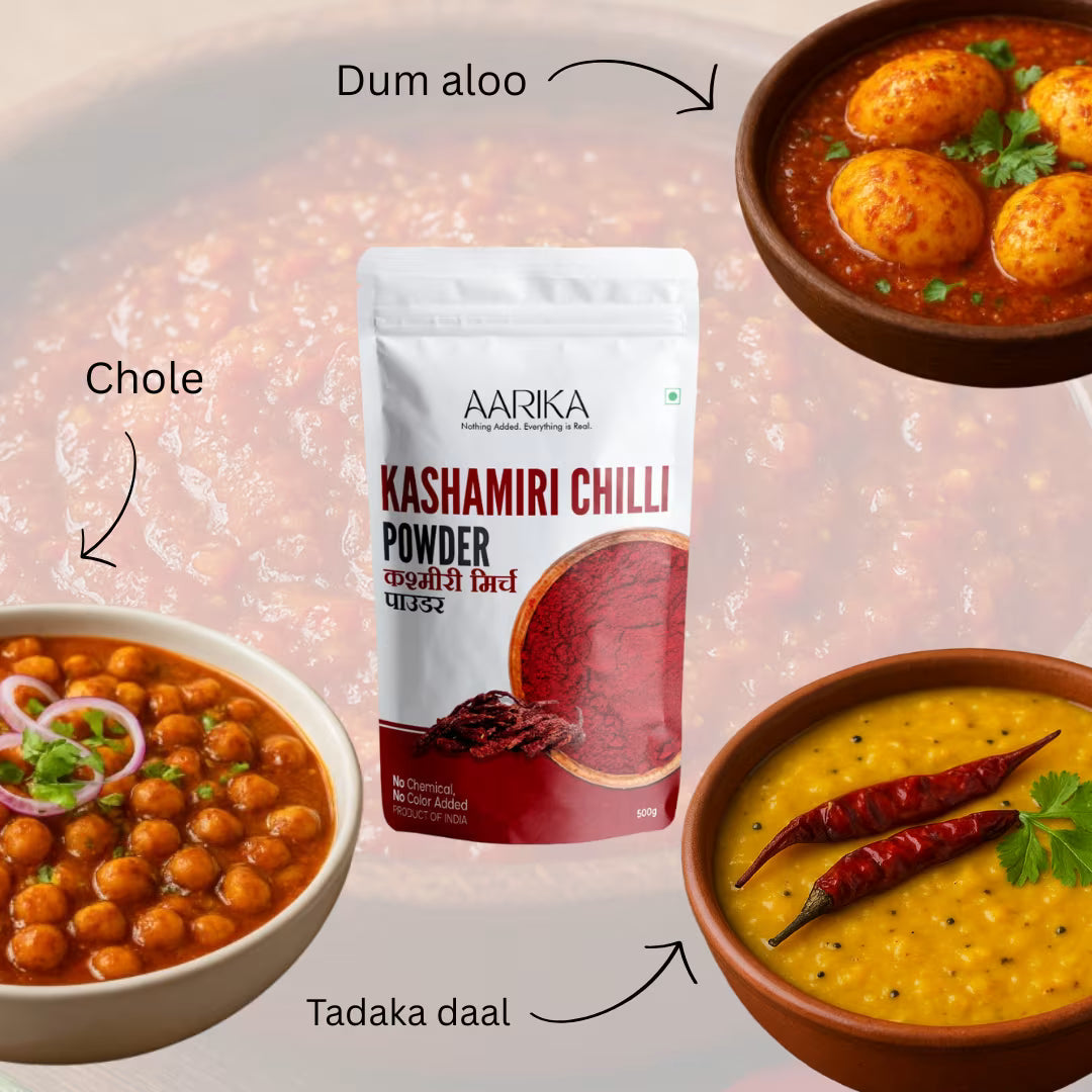 Natural Kashmiri chilli powder with vibrant red color